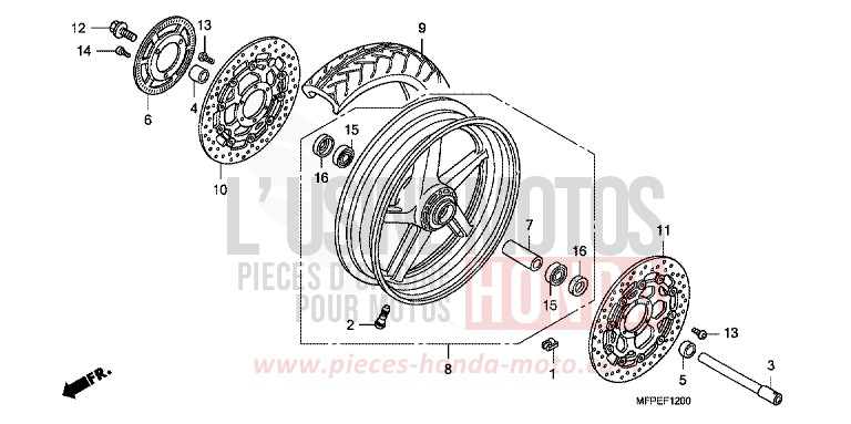 VORDERRAD von CB1300 Super Bold'or ABS PEARL SUNBEAM WHITE (NHA66KF) von 2010